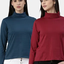 Kryptic Maroon & Teal Cotton Regular Fit T-Shirt (Pack Of 2) image 1