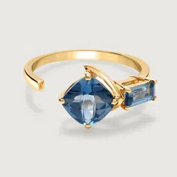 Mia by Tanishq Scarlet 14k London Blue Topaz Finger Ring image 1