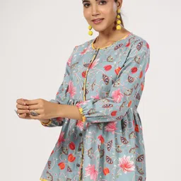 JAIPURRANG Floral Print Puff Sleeve Peplum Top image 5