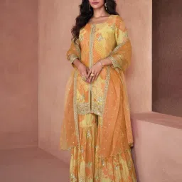 Odette Yellow Embellished Suit Set image 1