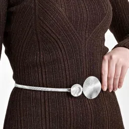 Kazo Silver Synthetic Waist Belt for Women image 1