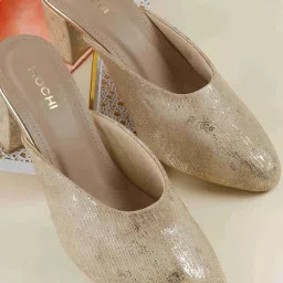 Mochi Women's Gold Mule Shoes image 1