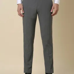 allen solly Men Grey Slim Fit Textured Formal Trousers image 1