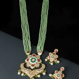 Zaveri Pearls Multicolor meenakari Multistrand crystal Necklace & Earring Set-ZPFK11540 image 1