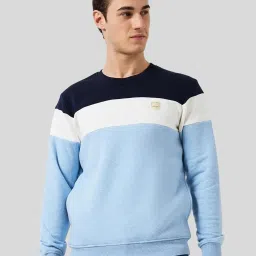 ColorPlus Blue Regular Fit Colour Block Sweatshirt image 1