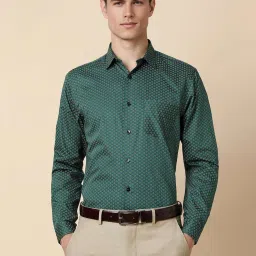 allen solly Men Green Slim Fit Print Full Sleeves Formal Shirts image 1