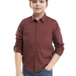 Rare Ones Boys Rust Cotton Blend Solid Shirt-picture-20