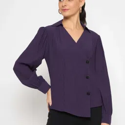 MADAME Purple Plain Shirt image 1