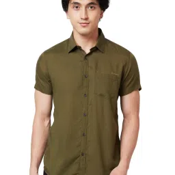Spykar Green Cotton Regular Fit Shirt image 1