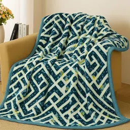 Nivasam Blue & White Floral Mink Mild Winter 450 GSM Single Bed Blanket-picture-32