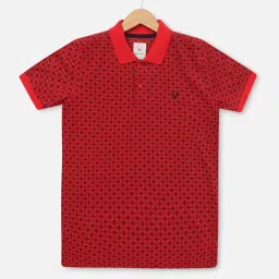 Allen Solly Junior Red Cotton Printed Polo T-Shirt image 1