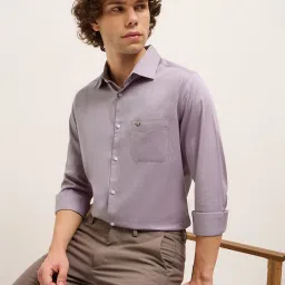 The Bear House Purple Cotton Tailored Fit Solid Formal Shirt image 1