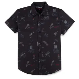 Gini & Jony Kids Black Printed Shirt image 1