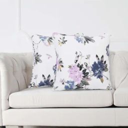 Swayam White & Purple Cotton 200 TC Cushion Covers - Set of 2-picture-17