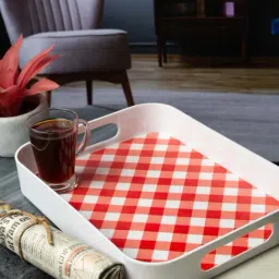 Goodhomes Red & White Melamine Square Serving Tray - Set of 1-picture-38