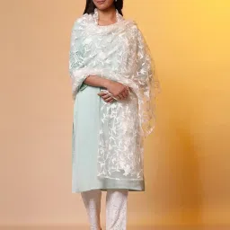 Aurelia White Embroidered Dupatta image 1