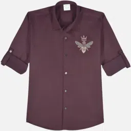 CHARCHIT Boys Purple Cotton Embellished Shirt image 4