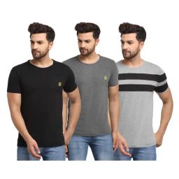 Vimal Jonney Multicolor Cotton Short Sleeves T-Shirt (Pack of 3)-picture-36