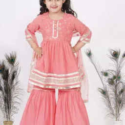 Little Bansi Kids Pink & Gold Floral Kurta Set-picture-12