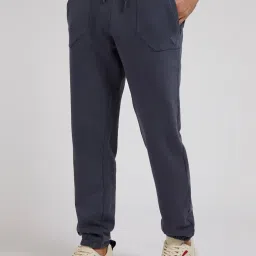 Guess Blue Cotton Regular Fit Solid Trackpants image 1
