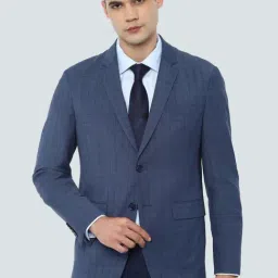 Louis Philippe Permapress Navy Blue Slim Fit Checks Blazer-picture-13