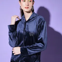 BUYNEWTREND Navy Regular Fit Hoodie image 1