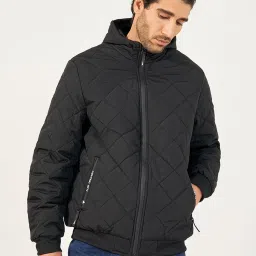Styli Black Regular Fit Puffer Jacket image 1