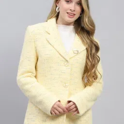 Monte Carlo Mustard Regular fit Self Design Coat image 1
