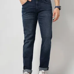 celio celio* Navy Regular Fit Lightly Washed Distressed Jeans image 1