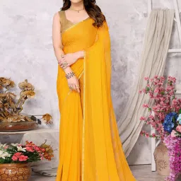 Satrani Yellow Embellished Saree With Unstitched Blouse image 1