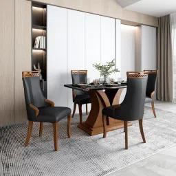 Durian Cardinal Grey Marble 4 Seater Dining Set image 1