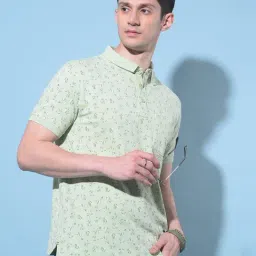 Crimsoune Club Green  Slim Fit Printed Polo T-Shirt-image-54