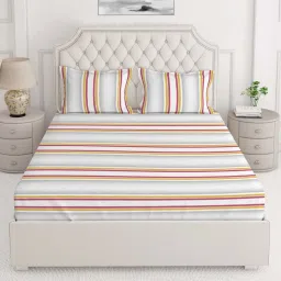 Layers Duracount Pink Cotton 225 TC King Flat Bed Sheet With 2 Pillow Covers image 1