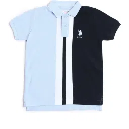 u.s. polo assn. US Polo Kids Boys Blue Cotton Color Block Polo T-Shirt image 1