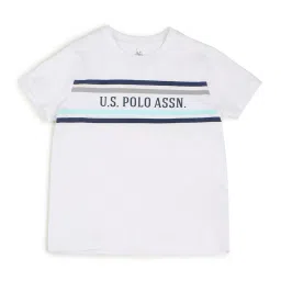 u.s. polo assn. US Polo Kids Boys White Cotton Printed T-Shirt image 1