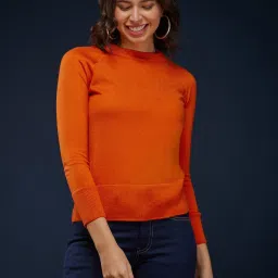 Fablestreet Orange Relaxed Fit Sweater image 1