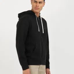 Tommy Hilfiger Black Cotton Regular Fit Hooded Jacket image 4