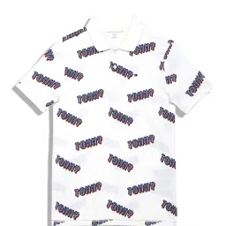 Tommy Hilfiger Kids White Printed Polo T-Shirt image 1