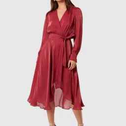 Forever New Red Polyester Regular Fit Metallic Dress image 1