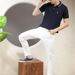 COBB Men Solid Polo Collar Cotton T-shirt image 2