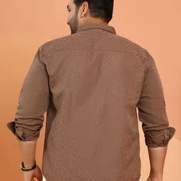 Instafab Plus Geometric Self-Design Comfort Relaxed Fit Cotton Shirt image 5