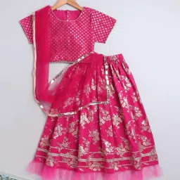 The Magic Wand Kids Fuchsia Pink Printed Lehenga Cholis image 1