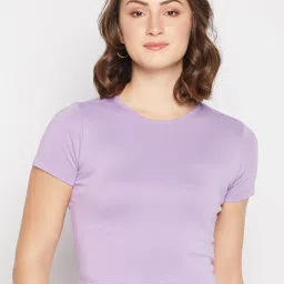 MADAME Mauve Cotton Regular Fit Crop Top image 1