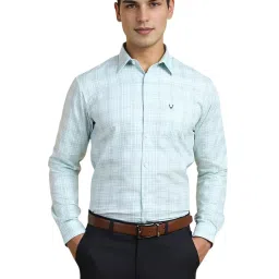 Allen Solly Blue Cotton Slim Fit Checks Shirt image 1