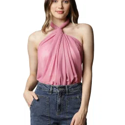 Global Republic Pink Silk Embroidered Stole image 1