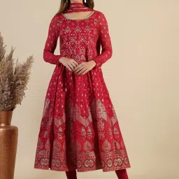 Aurelia Pink Printed Anarkali and Pant Set With Dupatta image 1