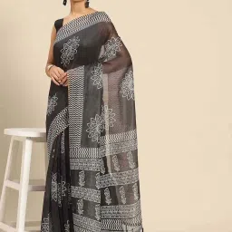 Silk Land Grey Woven Saree With Unstitched Blouse image 1
