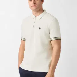 Van Heusen White Cotton Regular Fit Polo T-Shirt image 3