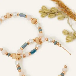 Accessorize London Green Beaded Hoop Earrings image 1