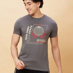 Being Human Grey Regular Fit Graphic Print Crew T-Shirt image 1
